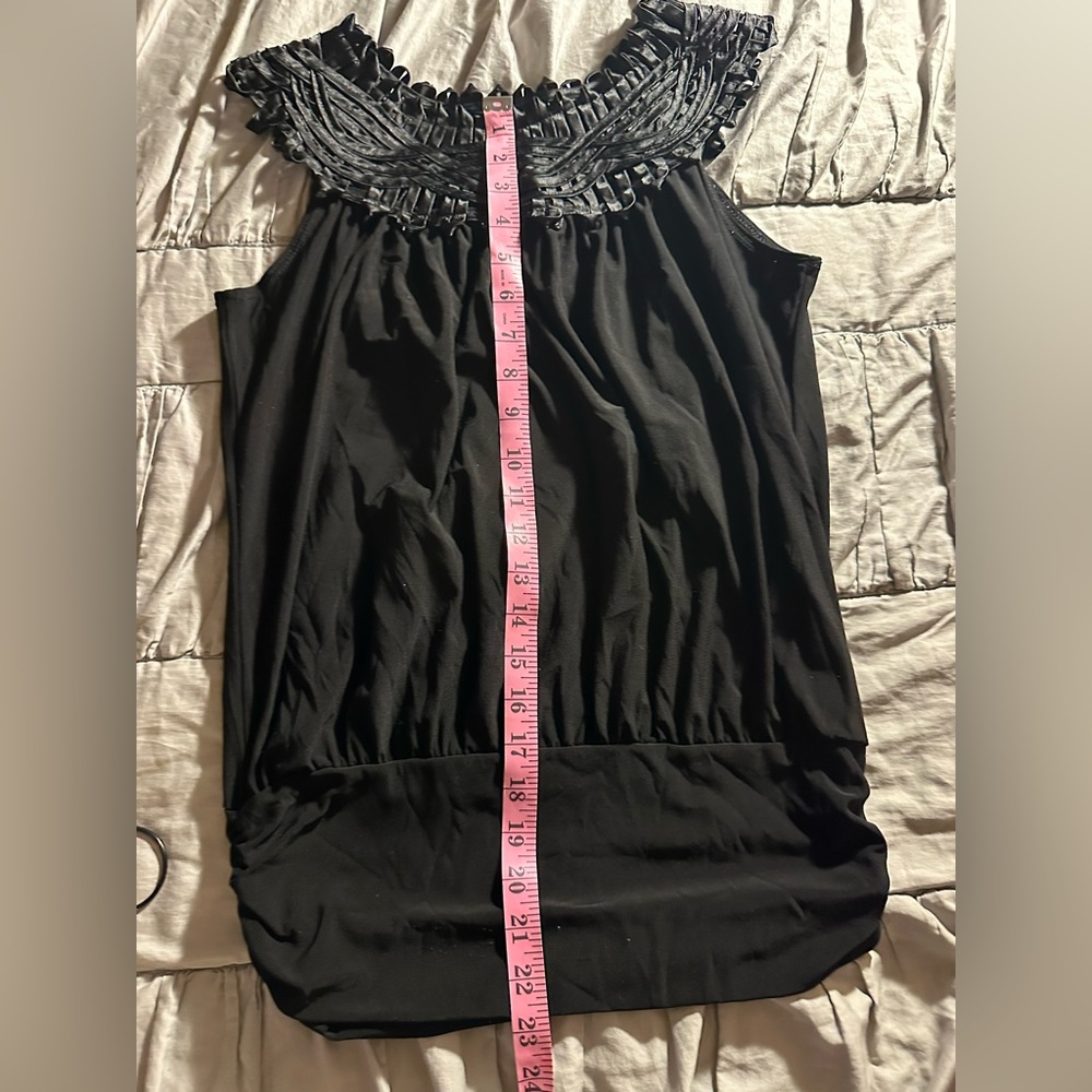 Perseption Black Ruffled Neck Blouse - Picture 5 of 6